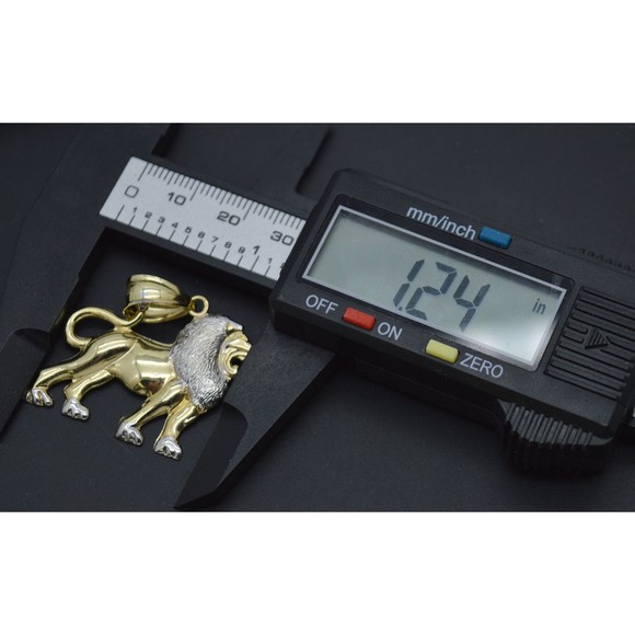 COPY - Real 10K Yellow White Two-Tone Gold Walking Lion Body Diamond Cut Pendan… - Picture 6 of 8